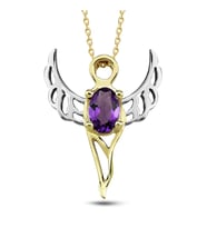 Bilgelik Meleği Ametist Altın Kolye (Zadkiel) (Sarı Altın)