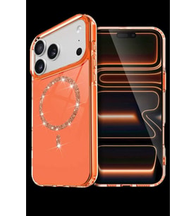 iPhone 17 Pro Live Diamond Magsafe Kapak - Turuncu