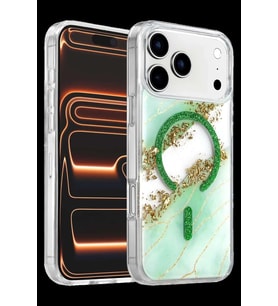 Onegif iPhone 17 Pro Lotus Simli Magsafe Kapak - Yeşil