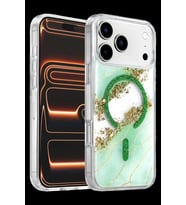 Onegif iPhone 17 Pro Lotus Simli Magsafe Kapak - Yeşil