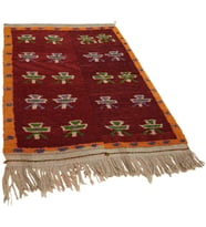 Bordo Halı Etnik Stil Geometrik Desenli Yumuşak Dokulu Salon Halısı El Dokuma Vintage Tasarım