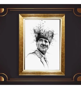 Özel Seri Paspartulu Çerçeveli Atatürk Tablo l558 (Gold)