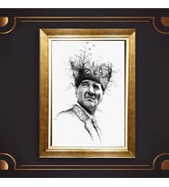 Özel Seri Paspartulu Çerçeveli Atatürk Tablo l558 (Gold)