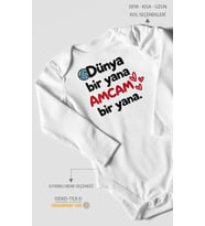 Dünya bir yana, amcam bir yana Uzun Kollu Bebek Body %100 Pamuk