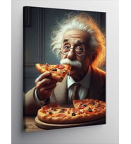Kanvas Tablo Albert Einstein Pizza Yiyor