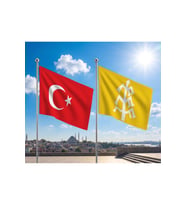 TRY Raşel Kumaş Bayrak ve Türkiye Cumhuriyeti Alpaka Kumaş Bayrak 2'li set 100x150 Cm