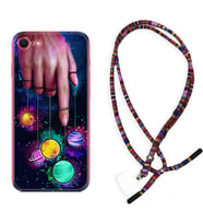 Apple iPhone 5 6 7 8 Plus Se XR Kılıf Boyun Asklı Rasta Silikon Finger planet 1740