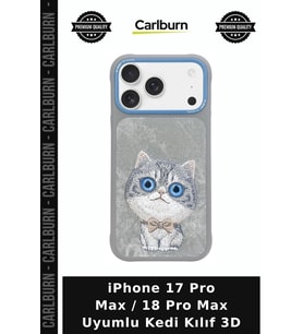 iPhone 17 Pro Max / 18 Pro Max Uyumlu Kedi Kılıf 3D Cihaz Kapağı Figürlü Kapak Cep Telefonu