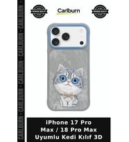 iPhone 17 Pro Max / 18 Pro Max Uyumlu Kedi Kılıf 3D Cihaz Kapağı Figürlü Kapak Cep Telefonu