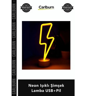Özel Üretim Sarı Dekoratif Masa Gece Lambası Estetik Aydınlatma Neon Işıklı Şimşek Lamba USB+Pil