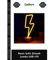 Özel Üretim Sarı Dekoratif Masa Gece Lambası Estetik Aydınlatma Neon Işıklı Şimşek Lamba USB+Pil