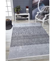 Dijital Kaymaz Yıkanabilir Antrasit Geometrik Salon Halısı Mutfak Halısı Koridor Halısı Yolluk HLN1588