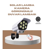 Güneş Enerjili Led Lamba + Güvenlik Kamerası Görünümlü– 5-8 M Hareket Algılamalı, Beyaz Işık