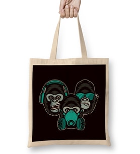 See Speak Hear No Evil Japan Japanese Wise Monkeys Gorilla Bez Çanta Uzun Saplı