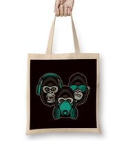 See Speak Hear No Evil Japan Japanese Wise Monkeys Gorilla Bez Çanta Uzun Saplı