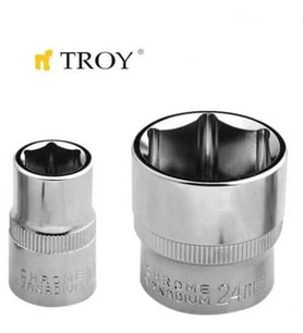 TROY 26160 3/8” Lokma (Ölçü 6mm-Çap 16,8-Uzunluk 28mm) (Metal)