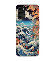 Oppo A55 Uyumlu Kanagawa Dalga Desenli Şeffaf Telefon Kılıfı