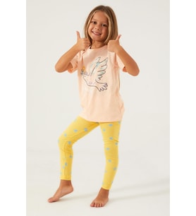 Roly Poly 3075 Premium Bird Smile Garson Kız Çocuk Kısa Kollu Taytlı Pijama Takım
