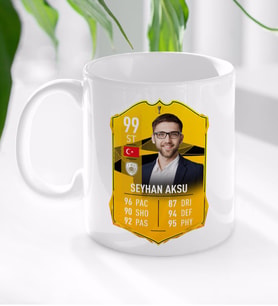BK Gift Kişiye Özel Futbolcu Kartı Tasarımlı Beyaz Kupa Bardak-14