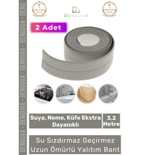Premium Su Geçirmez Sızdırmaz Dayanıklı Pvc Yağ Kenar Küf Önleyici 3.2m Gri İzolasyon Bant 2 Adet
