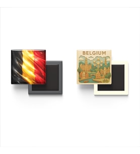 Buzdolap Magnetleri - Belçika Bayrağı ve Paper Cut Tema - 2'li Set Magneti