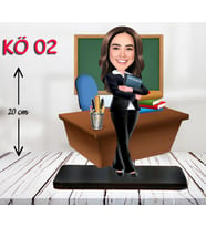 Kişiye Özel Ahşap Biblo - Kadın Öğretmen Karikatür Biblo - Öğretmen Biblo 2