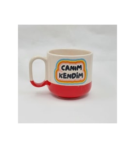 Canım Kendim Baskılı Kırmızı Kulplu Arya Çay Kupası