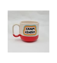 Canım Kendim Baskılı Kırmızı Kulplu Arya Çay Kupası