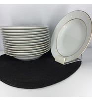 Güral Porselen Sedef Altın Yaldızlı 19 cm Çukur Yemek Tabak 12 Adet