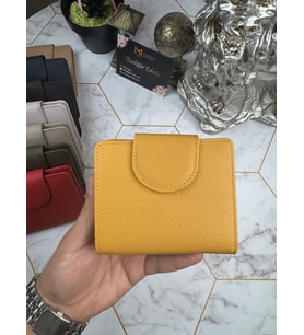 Bozuk Para Bölmeli Çıtçıtlı Şık Hakiki Deri Sarı Kadın Cüzdan 38718 (Çok Renkli)