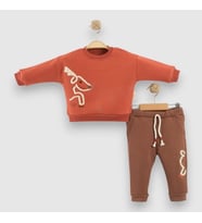 254050 Unisex Bebek Deer Figürlüi Şardonlu 2'li Takım (Kiremit)