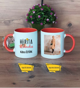 Harita Mühendisi Kupa Bardak Turuncu Fotoğraflı Mühendisler Günü Hediyesi