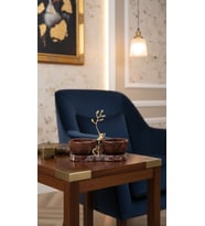 EL YAPIMI DEKORATIF MERMER TAŞLI BRONZ DESENLİ OBJE (Kırmızı-Altın)