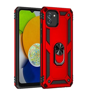 Newface Samsung Galaxy A03 Kılıf Sofya Yüzüklü Silikon Kapak - Kırmızı
