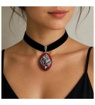 İznik Çini Desenli El Yapımı Vintage Choker