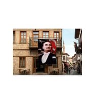 Ay Yıldızlı Bayrak Atatürk Portresi Poster Bayrak Premium Raşel Kumaş 300x450cm ATA15