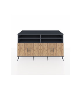 Kronos Konsol 6 Raflı 4 Kapaklı 176x59x99 Antrasit-Çam