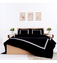 HİPOALERJENİK ORGANİK PAMUK ÖZEL TASARIM NEVRESİM TAKIMI CHATEAU SİYAH (Siyah)