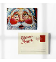 Orta Boy (14x10 cm) 9’lu Noel Baba Temalı Nostalji Kartpostal Seti  Postcard (Çok Renkli)