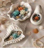 BOHO MARINE DENİZ KABUĞU TASARIMLI 3'LÜ PREMIUM DEKORATİF MUM SETİ-ANNEYE-SEVGİLİYE-ARKADAŞA-KADINA