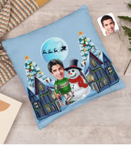 BK Gift Kişiye Özel Erkek Yeni Yıl Karikatürlü Beyaz Yastık-1
