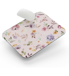 Pastel Çiçekler Pembe Zemin - Dikdörtgen Mouse Pad, 17,5 cm x 19,50 cm