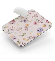 Pastel Çiçekler Pembe Zemin - Dikdörtgen Mouse Pad, 17,5 cm x 19,50 cm