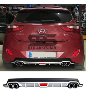 Hyundai i30 Difüzör Arka Tampon Eki 4 Egzoz Çıkışlı Gri Tip