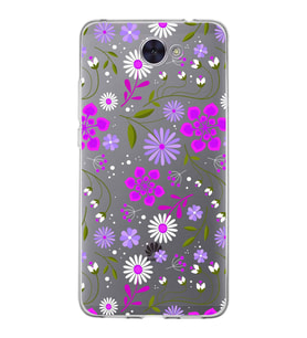 Huawei Y7 2017 Uyumlu Kapak Flowers Tasarımlı Şeffaf Silikon Kılıf