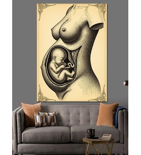 Anne Karnı Fetal Gelişim Dekoratif Kanvas - Mdf Ahşap Tablo