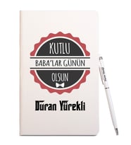 Babalar Günün Kutlu Olsun Tasarımlı Beyaz Defter Kalem