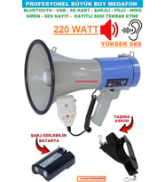220 Watt Büyük Boy Yüksek Ses Profesyonel Megafon