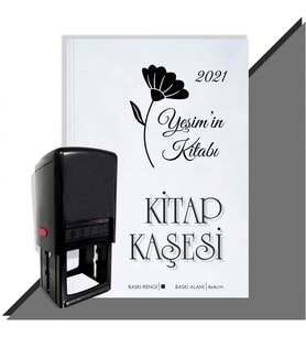 Kişiye Özel Çiçek Buketi 16 2021 Otomatik Kitap Kaşesi (Siyah)