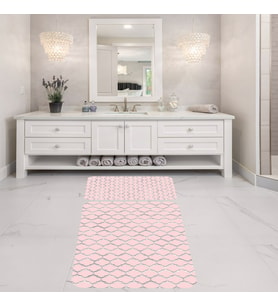 Banyo Halısı Ikili Klozet Takımı Kaymaz Tabanlı Banyo Paspas Takımı (60x100 + 40x60) (Karışık)